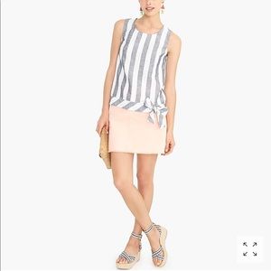 J. Crew Striped Linen Tank with Tie Waist